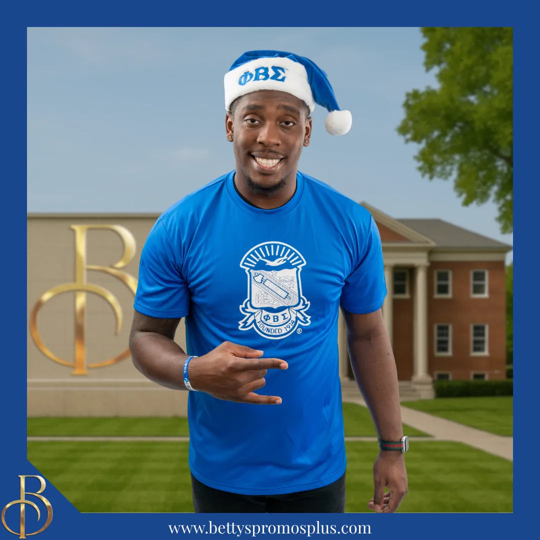 Phi Beta Sigma ΦΒΣ Embroidered Greek Letters Deluxe Santa Hat-Phi Beta Sigma Paraphernalia-Phi Beta Sigma Hats-Betty's Promos Plus