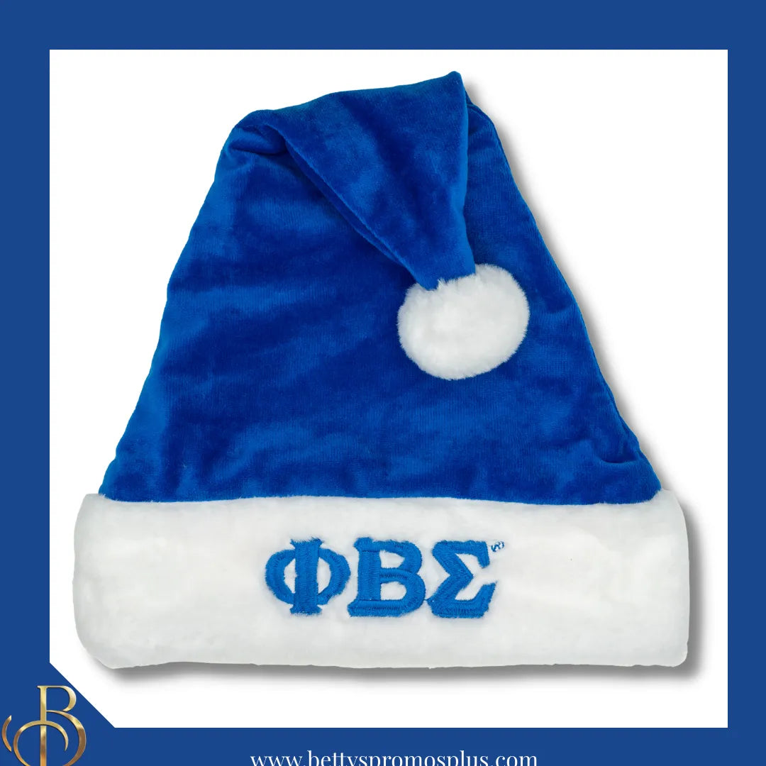 Phi Beta Sigma ΦΒΣ Embroidered Greek Letters Deluxe Santa Hat-Phi Beta Sigma Paraphernalia-Phi Beta Sigma Hats-Betty's Promos Plus