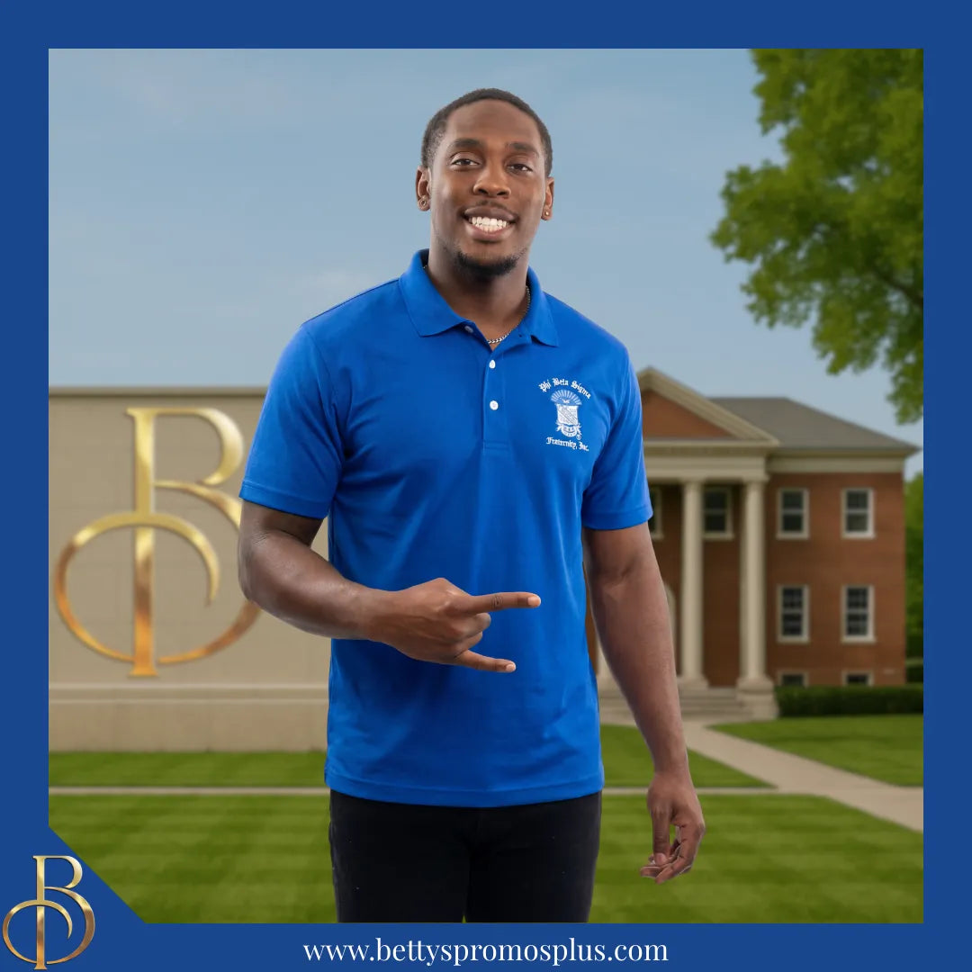 Phi Beta Sigma ΦΒΣ Embroidered Polo Shirt-Phi Beta Sigma Paraphernalia-Phi Beta Sigma Polo Shirt-Betty's Promos Plus