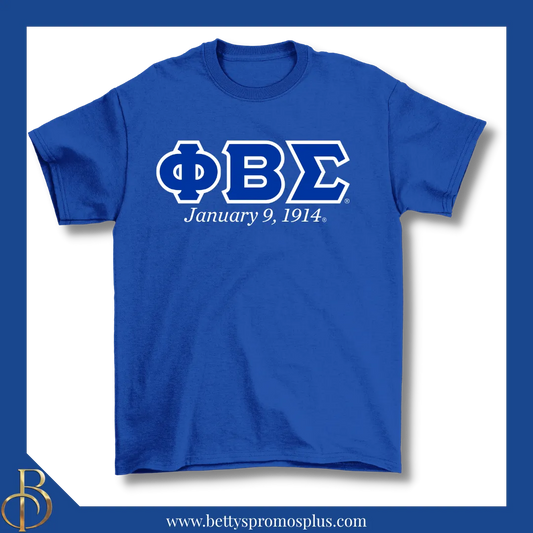 Phi Beta Sigma ΦΒΣ Founding Date Screen Printed T-Shirt-Blue-Small-Phi Beta Sigma Paraphernalia-Phi Beta Sigma T-Shirts-Betty's Promos Plus