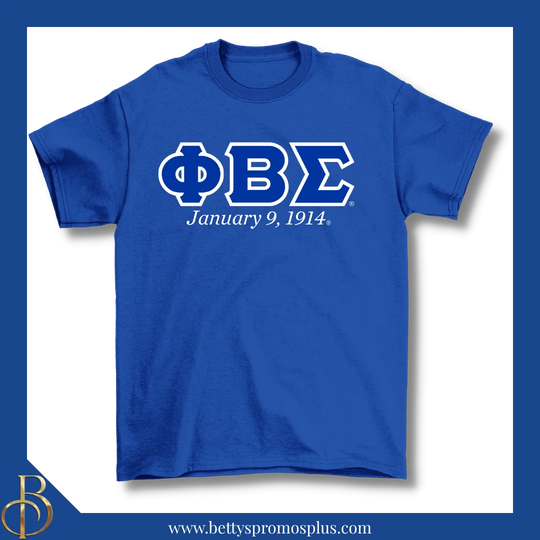 Phi Beta Sigma ΦΒΣ Founding Date Screen Printed T-Shirt-Blue-Small-Phi Beta Sigma Paraphernalia-Phi Beta Sigma T-Shirts-Betty's Promos Plus