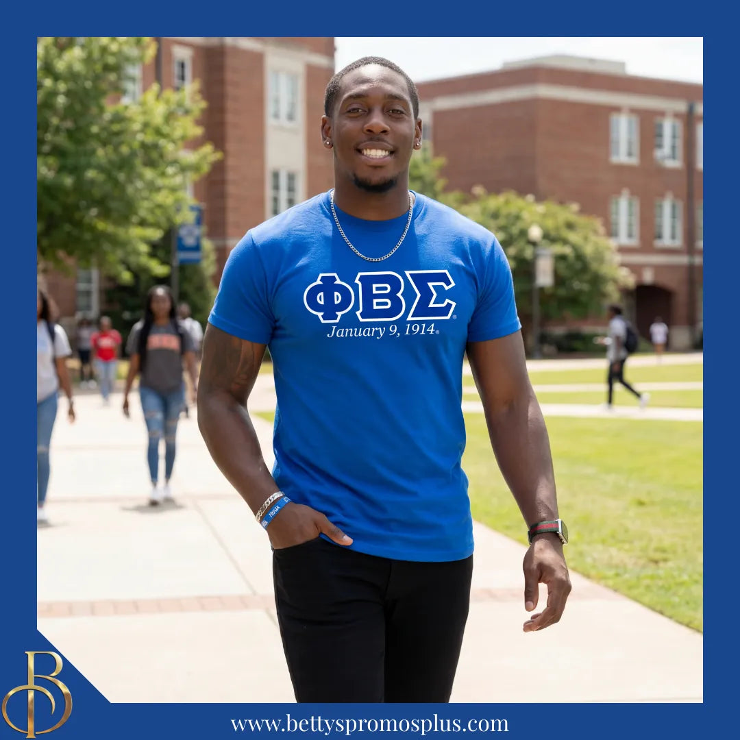 Phi Beta Sigma ΦΒΣ Founding Date Screen Printed T-Shirt-Phi Beta Sigma Paraphernalia-Phi Beta Sigma T-Shirts-Betty's Promos Plus