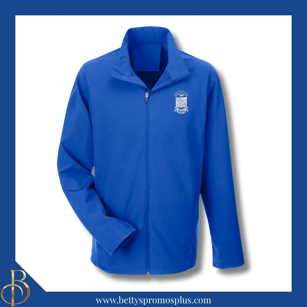 Phi Beta Sigma ΦΒΣ Full-Zip Water Resistant Rain Jacket with Embroidered Shield-Blue-Small-Phi Beta Sigma Paraphernalia-Phi Beta Sigma Rain Coats-Betty's Promos Plus