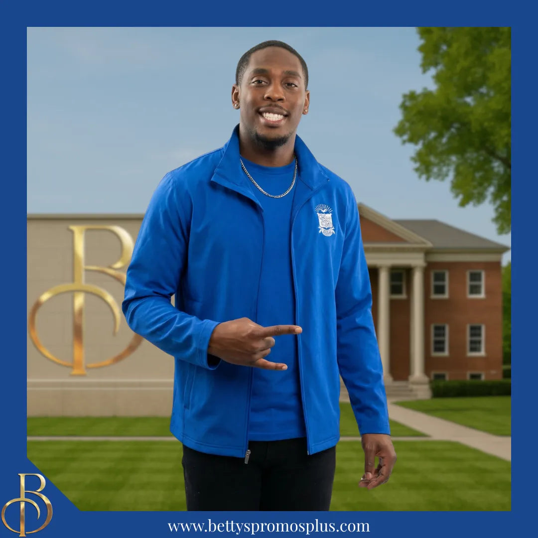 Phi Beta Sigma ΦΒΣ Full-Zip Water Resistant Rain Jacket with Embroidered Shield-Phi Beta Sigma Paraphernalia-Phi Beta Sigma Rain Coats-Betty's Promos Plus