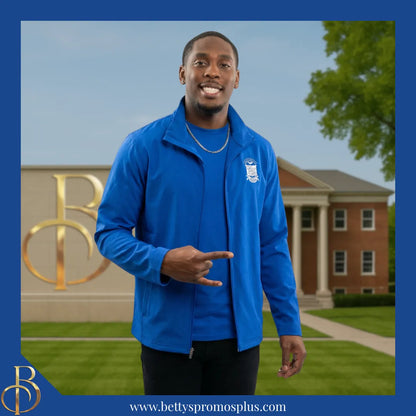 Phi Beta Sigma ΦΒΣ Full-Zip Water Resistant Rain Jacket with Embroidered Shield-Phi Beta Sigma Paraphernalia-Phi Beta Sigma Rain Coats-Betty's Promos Plus