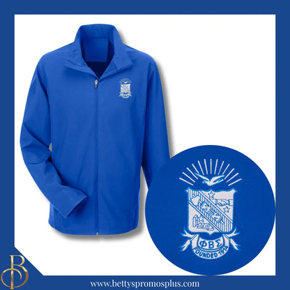 Phi Beta Sigma ΦΒΣ Full-Zip Water Resistant Rain Jacket with Embroidered Shield-Phi Beta Sigma Paraphernalia-Phi Beta Sigma Rain Coats-Betty's Promos Plus