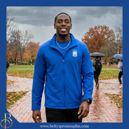 Phi Beta Sigma ΦΒΣ Full-Zip Water Resistant Rain Jacket with Embroidered Shield-Phi Beta Sigma Paraphernalia-Phi Beta Sigma Rain Coats-Betty's Promos Plus