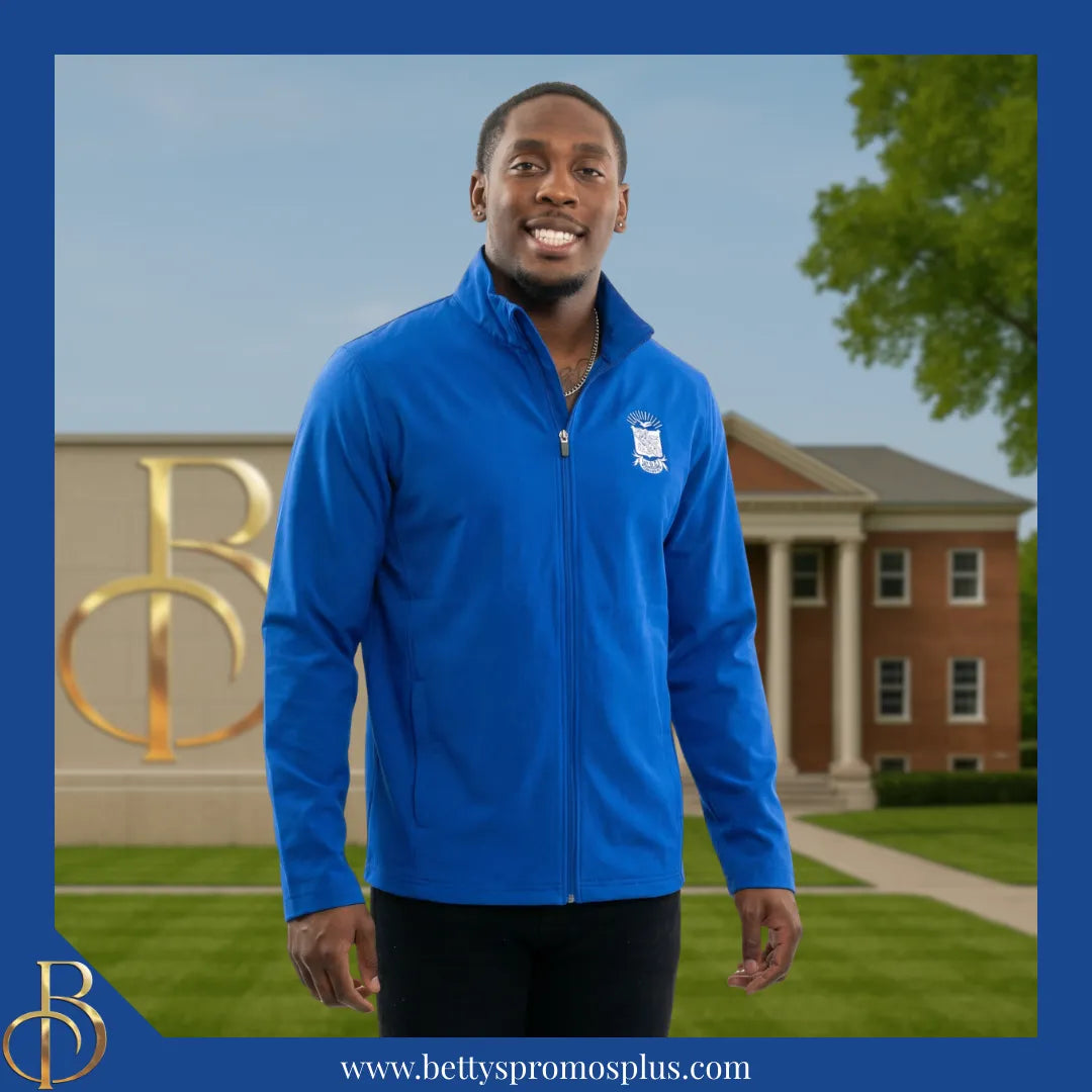 Phi Beta Sigma ΦΒΣ Full-Zip Water Resistant Rain Jacket with Embroidered Shield-Phi Beta Sigma Paraphernalia-Phi Beta Sigma Rain Coats-Betty's Promos Plus