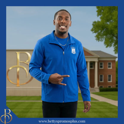 Phi Beta Sigma ΦΒΣ Full-Zip Water Resistant Rain Jacket with Embroidered Shield-Phi Beta Sigma Paraphernalia-Phi Beta Sigma Rain Coats-Betty's Promos Plus
