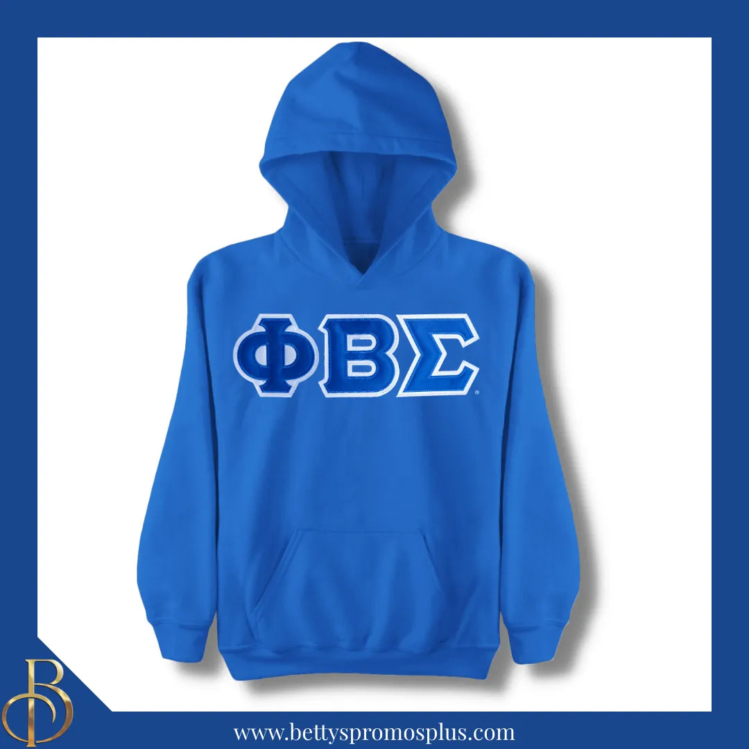 Phi Beta Sigma ΦΒΣ Greek Letter Double-Stitched Embroidered Hoodie-Blue-Small-Phi Beta Sigma Paraphernalia-Phi Beta Sigma Hoodie-Betty's Promos Plus