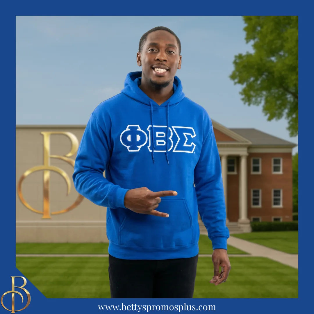 Phi Beta Sigma ΦΒΣ Greek Letter Double-Stitched Embroidered Hoodie-Phi Beta Sigma Paraphernalia-Phi Beta Sigma Hoodie-Betty's Promos Plus