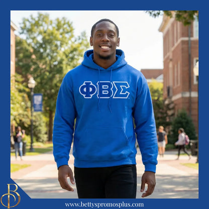 Phi Beta Sigma ΦΒΣ Greek Letter Double-Stitched Embroidered Hoodie-Phi Beta Sigma Paraphernalia-Phi Beta Sigma Hoodie-Betty's Promos Plus
