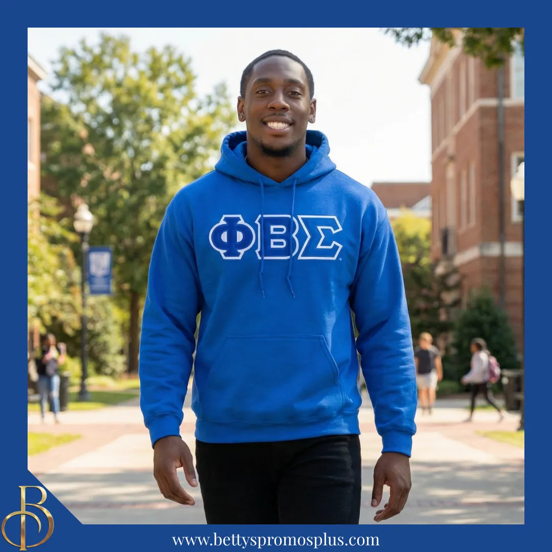 Phi Beta Sigma ΦΒΣ Greek Letter Double-Stitched Embroidered Hoodie-Phi Beta Sigma Paraphernalia-Phi Beta Sigma Hoodie-Betty's Promos Plus