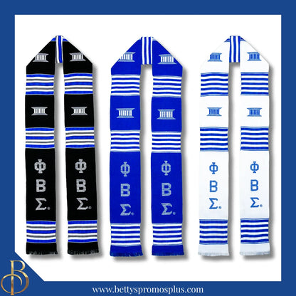 Phi Beta Sigma ΦΒΣ Greek Letters Kente Cloth Graduation Stole-Phi Beta Sigma Paraphernalia-Phi Beta Sigma Graduation Stole-Betty's Promos Plus