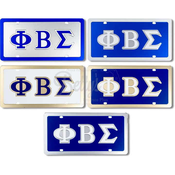 Phi Beta Sigma ΦΒΣ Laser Engraved Mirrored Acrylic Auto Tag License Plate