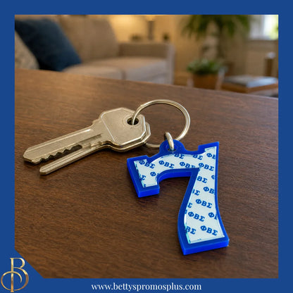 Phi Beta Sigma ΦΒΣ Line Number Mirrored Acrylic Keychain Available 1-25-Phi Beta Sigma Paraphernalia-Phi Beta Sigma Keychain-Betty's Promos Plus