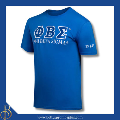 Phi Beta Sigma ΦΒΣ Luxury Embroidered T-Shirt with 1914 Sleeve-Blue-Medium-Phi Beta Sigma Paraphernalia-Phi Beta Sigma T-Shirts-Betty's Promos Plus