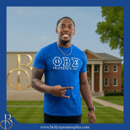 Phi Beta Sigma ΦΒΣ Luxury Embroidered T-Shirt with 1914 Sleeve-Phi Beta Sigma Paraphernalia-Phi Beta Sigma T-Shirts-Betty's Promos Plus