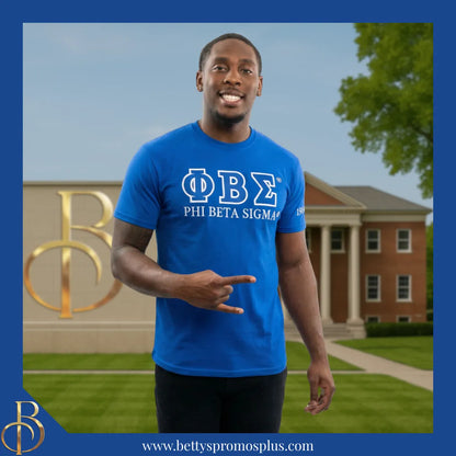 Phi Beta Sigma ΦΒΣ Luxury Embroidered T-Shirt with 1914 Sleeve-Phi Beta Sigma Paraphernalia-Phi Beta Sigma T-Shirts-Betty's Promos Plus