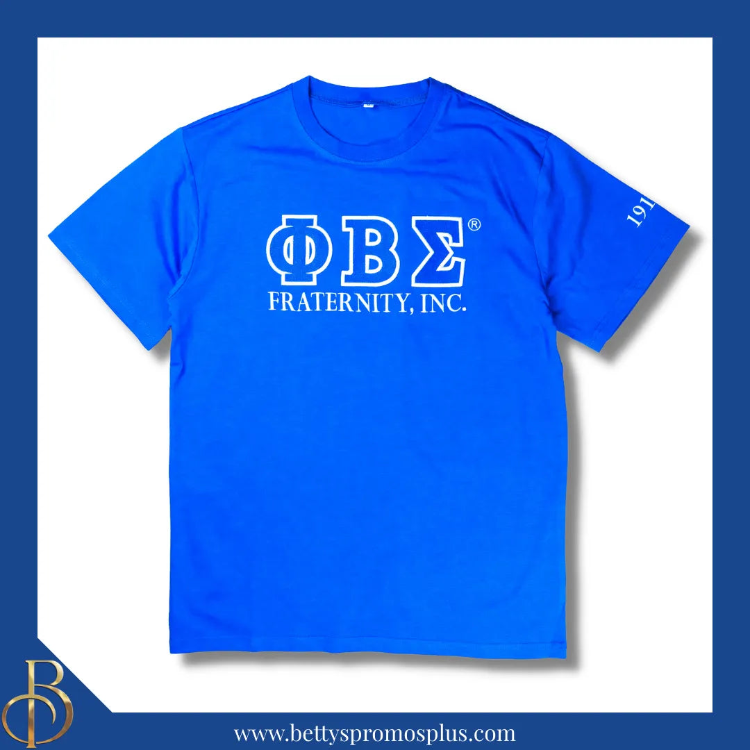 Phi Beta Sigma ΦΒΣ Luxury Embroidered T-Shirt with 1914 Sleeve-Phi Beta Sigma Paraphernalia-Phi Beta Sigma T-Shirts-Betty's Promos Plus