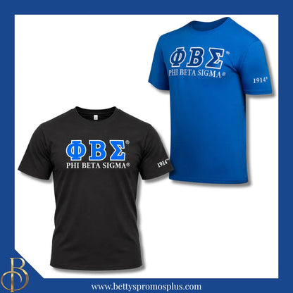 Phi Beta Sigma ΦΒΣ Luxury Embroidered T-Shirt with 1914 Sleeve-Phi Beta Sigma Paraphernalia-Phi Beta Sigma T-Shirts-Betty's Promos Plus