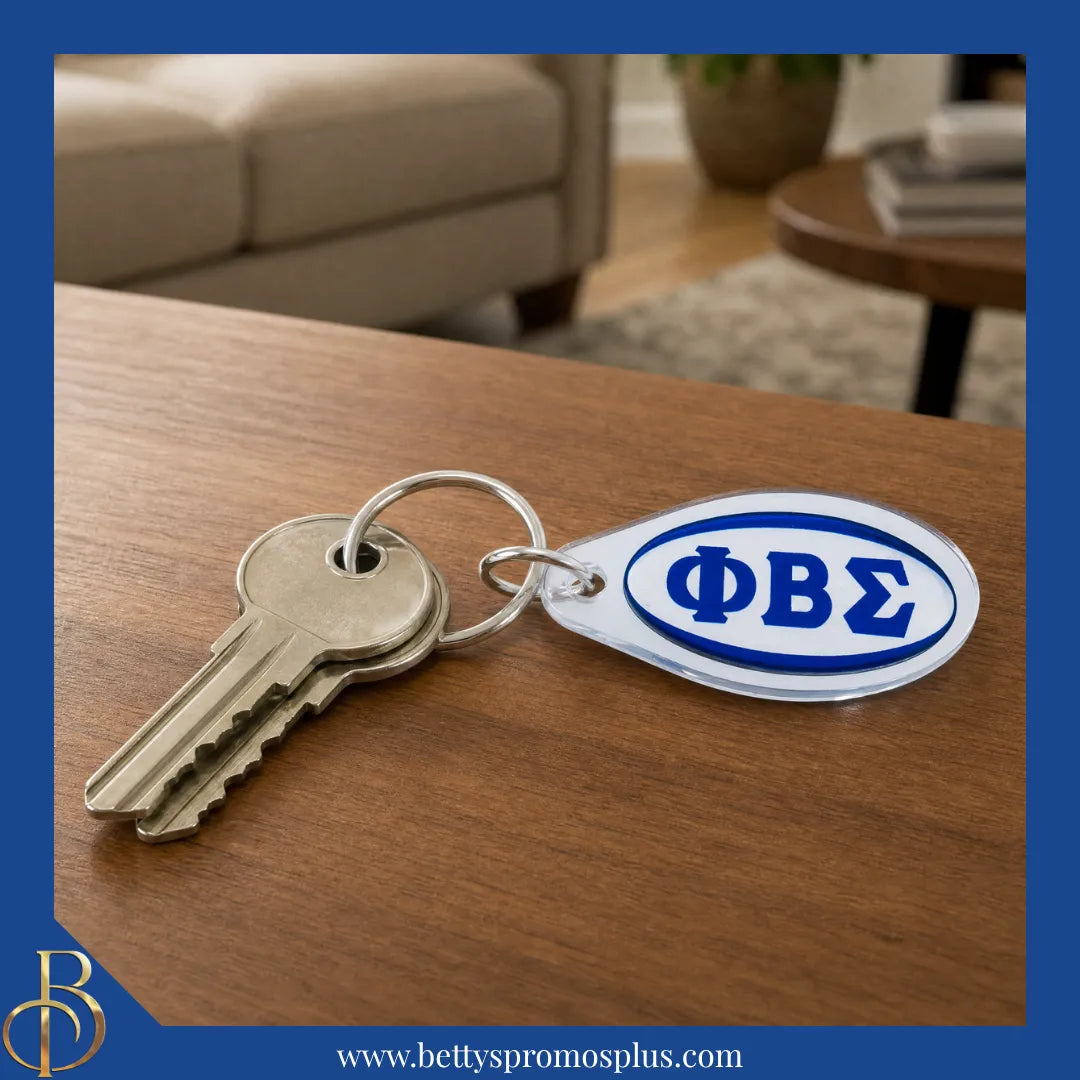 Phi Beta Sigma ΦΒΣ Oval Acrylic Keychain-Phi Beta Sigma Paraphernalia-Phi Beta Sigma Keychain-Betty's Promos Plus