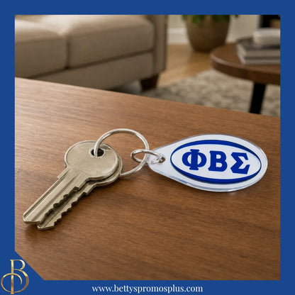 Phi Beta Sigma ΦΒΣ Oval Acrylic Keychain-Phi Beta Sigma Paraphernalia-Phi Beta Sigma Keychain-Betty's Promos Plus