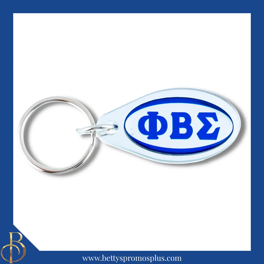 Phi Beta Sigma ΦΒΣ Oval Acrylic Keychain-Silver-Phi Beta Sigma Paraphernalia-Phi Beta Sigma Keychain-Betty's Promos Plus