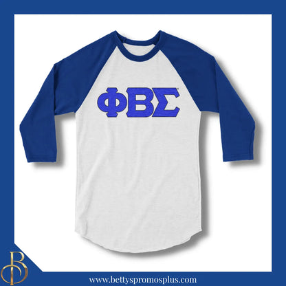 Phi Beta Sigma ΦΒΣ Raglan Sleeve Screen Printed T-Shirt-Blue-Small-Phi Beta Sigma Paraphernalia-Phi Beta Sigma T-Shirts-Betty's Promos Plus