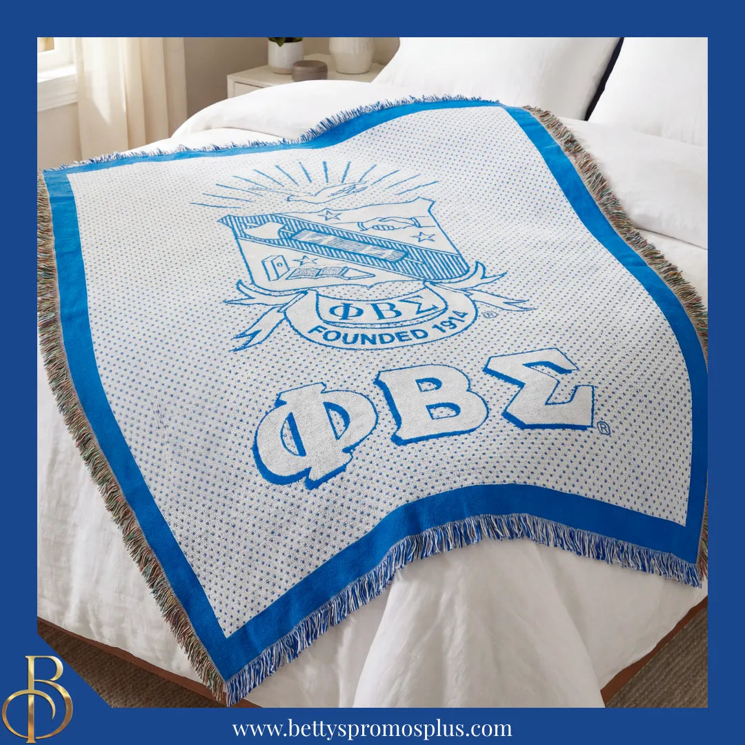 Phi Beta Sigma ΦΒΣ Shield Afghan Throw Blanket-Phi Beta Sigma Paraphernalia-Phi Beta Sigma Blanket-Betty's Promos Plus