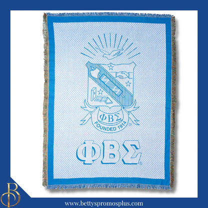 Phi Beta Sigma ΦΒΣ Shield Afghan Throw Blanket-Shield-Phi Beta Sigma Paraphernalia-Phi Beta Sigma Blanket-Betty's Promos Plus