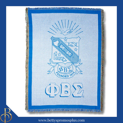 Phi Beta Sigma ΦΒΣ Shield Afghan Throw Blanket-Shield-Phi Beta Sigma Paraphernalia-Phi Beta Sigma Blanket-Betty's Promos Plus
