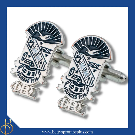 Phi Beta Sigma ΦΒΣ Shield Cuff Links-Silver-Phi Beta Sigma Paraphernalia-Phi Beta Sigma Cuff Links-Betty's Promos Plus