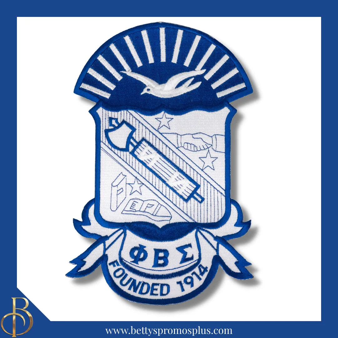 Phi Beta Sigma ΦΒΣ Shield Iron-on Embroidered Patch-Large - 10"-Phi Beta Sigma Paraphernalia-Phi Beta Sigma Patch-Betty's Promos Plus