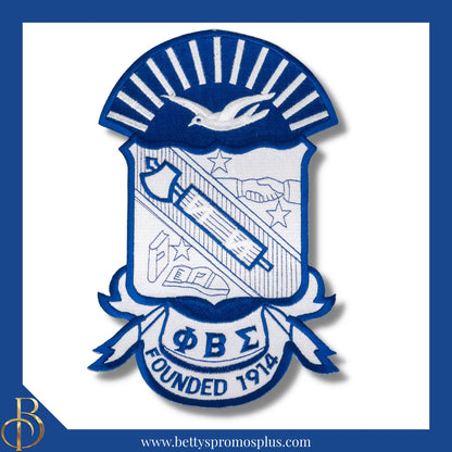 Phi Beta Sigma ΦΒΣ Shield Iron-on Embroidered Patch-Large - 10"-Phi Beta Sigma Paraphernalia-Phi Beta Sigma Patch-Betty's Promos Plus