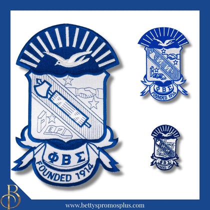 Phi Beta Sigma ΦΒΣ Shield Iron-on Embroidered Patch-Phi Beta Sigma Paraphernalia-Phi Beta Sigma Patch-Betty's Promos Plus