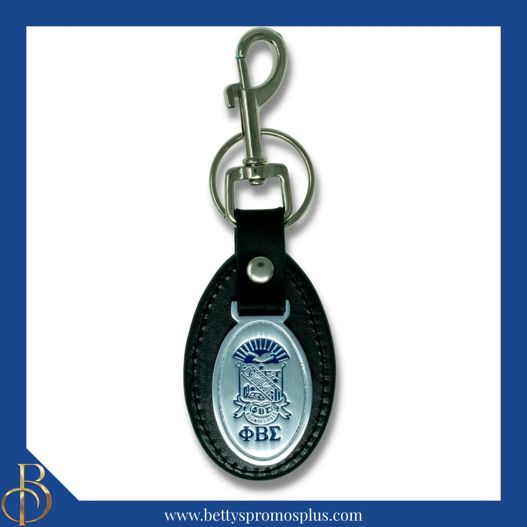 Phi Beta Sigma ΦΒΣ Shield Leather Key Fob Keychain-Black-Phi Beta Sigma Paraphernalia-Phi Beta Sigma Keychain-Betty's Promos Plus