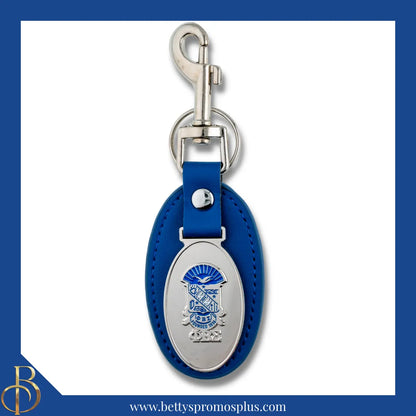 Phi Beta Sigma ΦΒΣ Shield Leather Key Fob Keychain-Blue-Phi Beta Sigma Paraphernalia-Phi Beta Sigma Keychain-Betty's Promos Plus