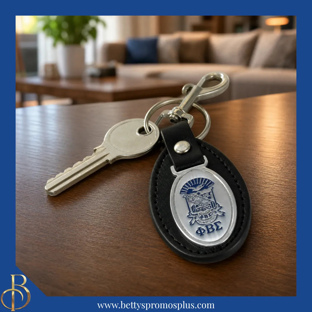 Phi Beta Sigma ΦΒΣ Shield Leather Key Fob Keychain-Phi Beta Sigma Paraphernalia-Phi Beta Sigma Keychain-Betty's Promos Plus