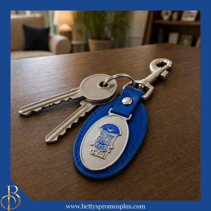Phi Beta Sigma ΦΒΣ Shield Leather Key Fob Keychain-Phi Beta Sigma Paraphernalia-Phi Beta Sigma Keychain-Betty's Promos Plus