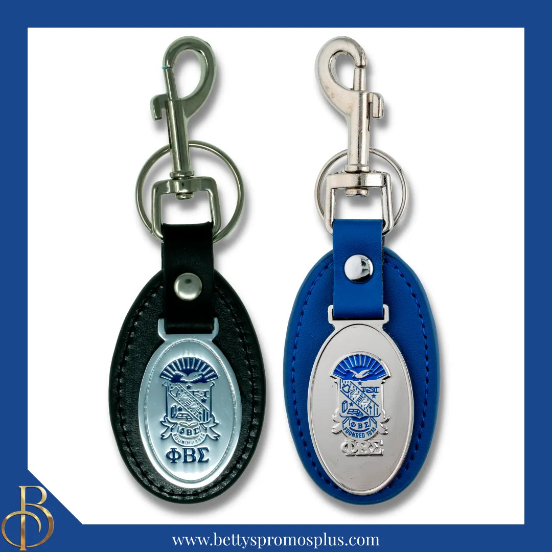 Phi Beta Sigma ΦΒΣ Shield Leather Key Fob Keychain-Phi Beta Sigma Paraphernalia-Phi Beta Sigma Keychain-Betty's Promos Plus