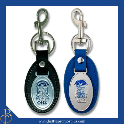 Phi Beta Sigma ΦΒΣ Shield Leather Key Fob Keychain-Phi Beta Sigma Paraphernalia-Phi Beta Sigma Keychain-Betty's Promos Plus