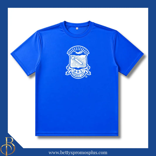 Phi Beta Sigma ΦΒΣ Shield Performance Moisture Wicking Screen Printed Workout T-Shirt-Blue-Medium-Phi Beta Sigma Paraphernalia-Phi Beta Sigma T-Shirts-Betty's Promos Plus