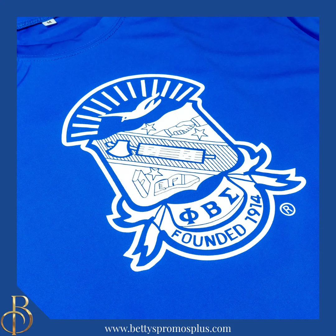 Phi Beta Sigma ΦΒΣ Shield Performance Moisture Wicking Screen Printed Workout T-Shirt-Phi Beta Sigma Paraphernalia-Phi Beta Sigma T-Shirts-Betty's Promos Plus