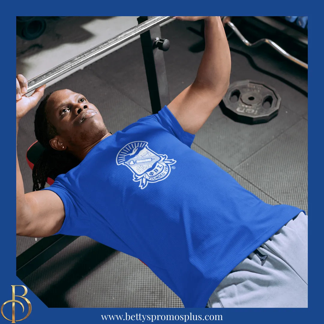 Phi Beta Sigma ΦΒΣ Shield Performance Moisture Wicking Screen Printed Workout T-Shirt-Phi Beta Sigma Paraphernalia-Phi Beta Sigma T-Shirts-Betty's Promos Plus