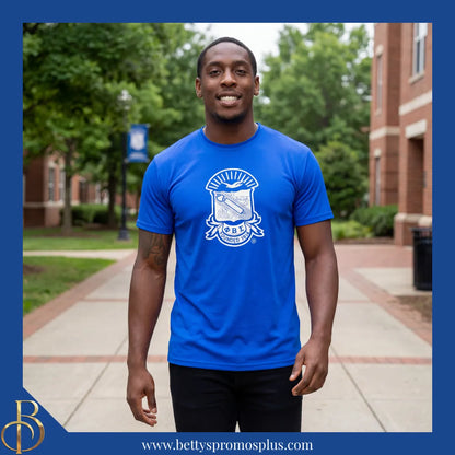 Phi Beta Sigma ΦΒΣ Shield Performance Moisture Wicking Screen Printed Workout T-Shirt-Phi Beta Sigma Paraphernalia-Phi Beta Sigma T-Shirts-Betty's Promos Plus