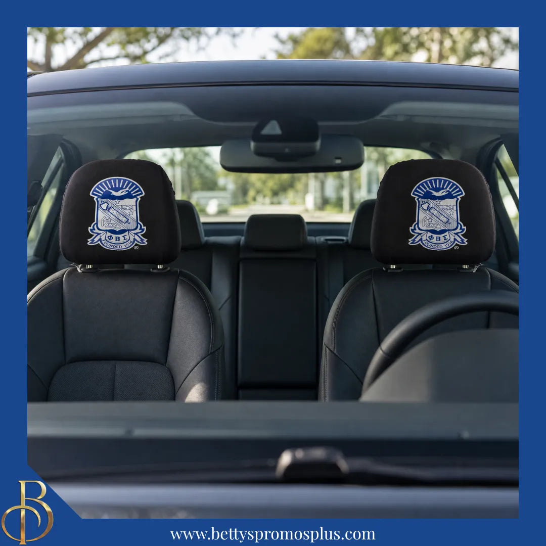 Phi Beta Sigma ΦΒΣ Shield with Greek Letters Car Seat Headrest Cover-Phi Beta Sigma Paraphernalia-Phi Beta Sigma Headrest Cover-Betty's Promos Plus