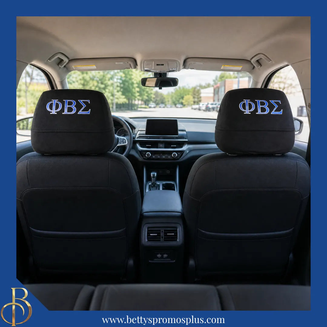 Phi Beta Sigma ΦΒΣ Shield with Greek Letters Car Seat Headrest Cover-Phi Beta Sigma Paraphernalia-Phi Beta Sigma Headrest Cover-Betty's Promos Plus