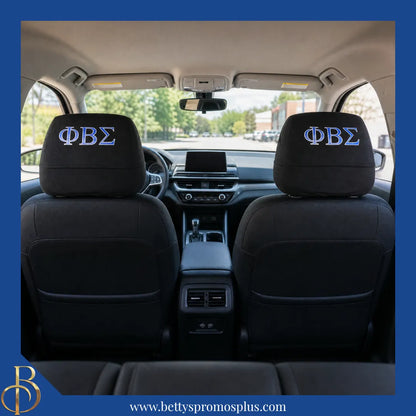 Phi Beta Sigma ΦΒΣ Shield with Greek Letters Car Seat Headrest Cover-Phi Beta Sigma Paraphernalia-Phi Beta Sigma Headrest Cover-Betty's Promos Plus