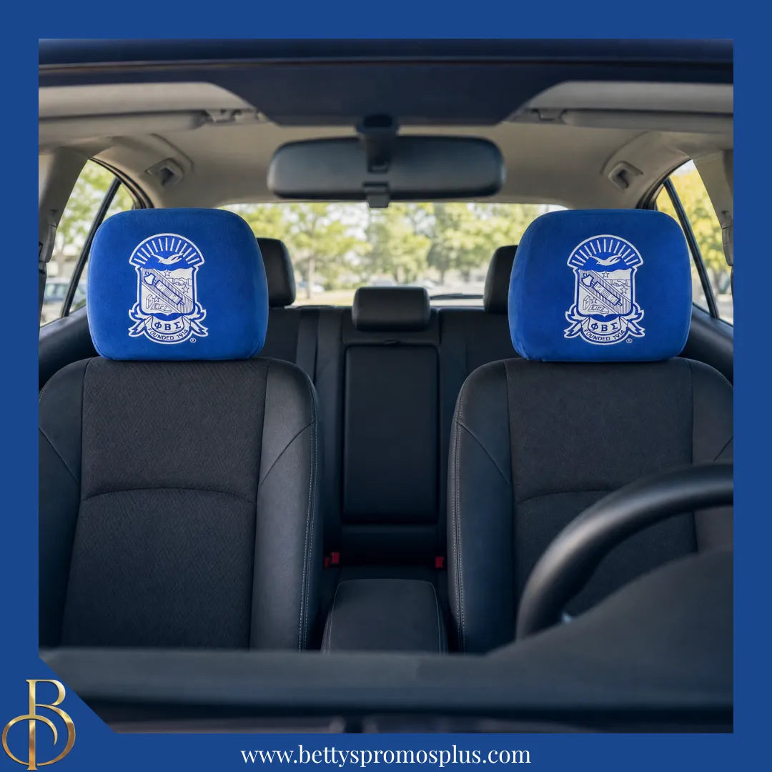 Phi Beta Sigma ΦΒΣ Shield with Greek Letters Car Seat Headrest Cover-Phi Beta Sigma Paraphernalia-Phi Beta Sigma Headrest Cover-Betty's Promos Plus